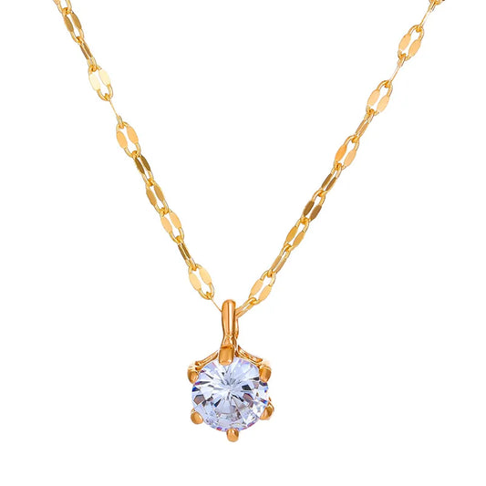 Simple Women's Solitaire Pendant Clavicle Chain Alloy Necklace