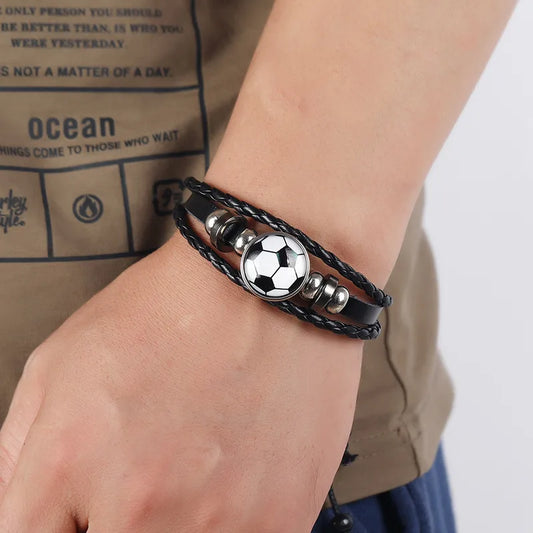 Sports Football and BasketBall Leather Men'S Bracelets